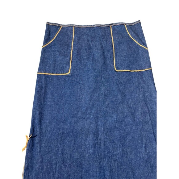 Vtg moa USA Denim Maxi Skirt 2XL Stretchy 90s Grunge Side Slit Y2K - Picture 4 of 16
